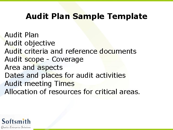 Audit Plan Sample Template Audit Plan Audit objective Audit criteria and reference documents Audit