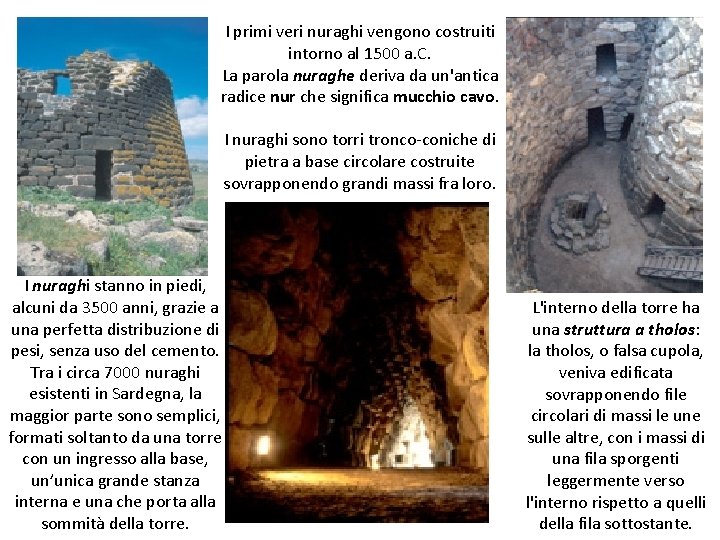 I primi veri nuraghi vengono costruiti intorno al 1500 a. C. La parola nuraghe