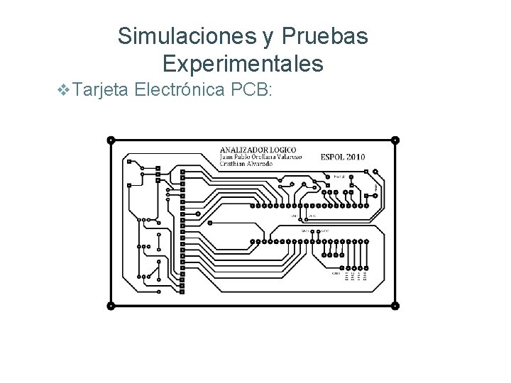 Simulaciones y Pruebas Experimentales v. Tarjeta Electrónica PCB: 