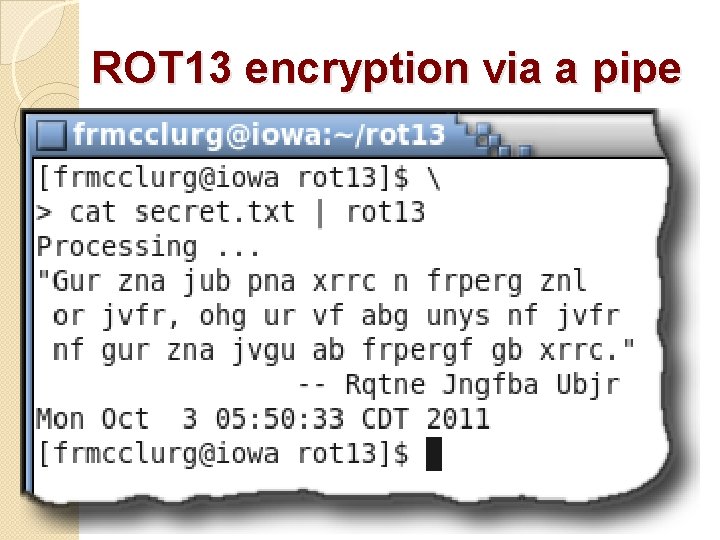 ROT 13 encryption via a pipe 