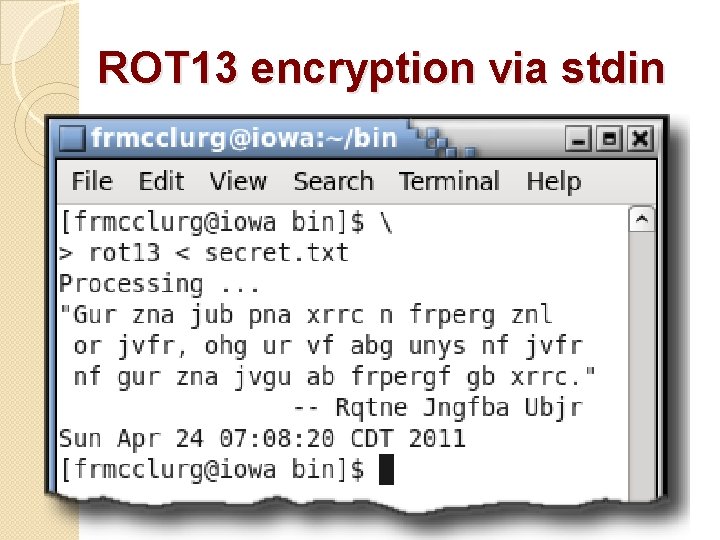 ROT 13 encryption via stdin 