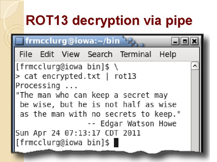 ROT 13 decryption via pipe 