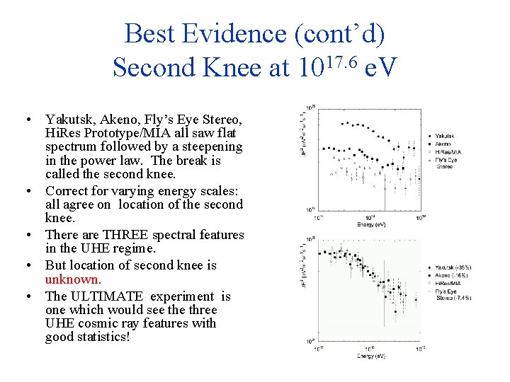 Best Evidence (cont’d) Second Knee at 1017. 6 e. V • Yakutsk, Akeno, Fly’s