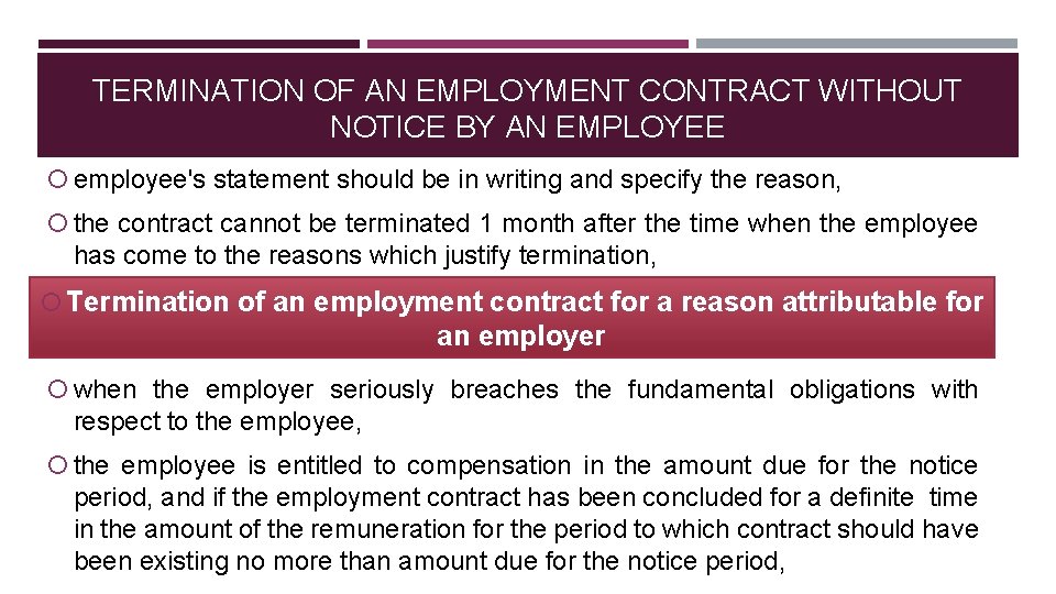 TERMINATION OF AN EMPLOYMENT RELATIONSHIP KAMILA SIEJKA WAYS