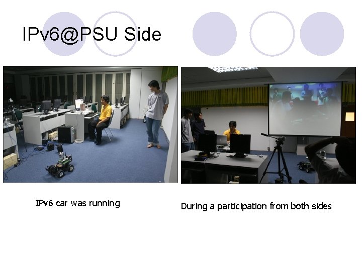 IPv 6@PSU Side IPv 6 car was running During a participation from both sides