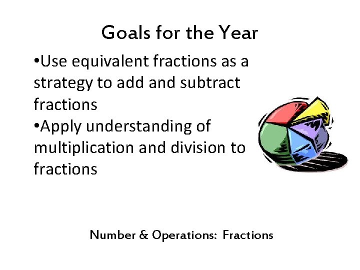 Goals for the Year • Use equivalent fractions as a strategy to add and
