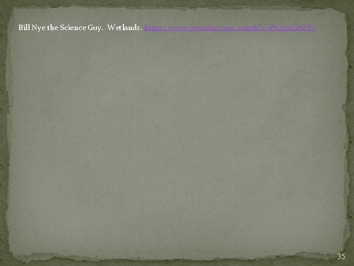 Bill Nye the Science Guy. Wetlands. https: //www. youtube. com/watch? v=Pj. G 36 s.