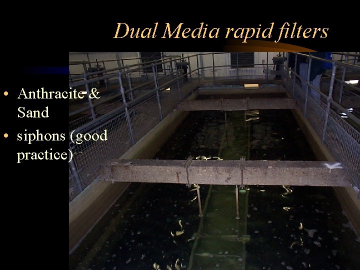 Dual Media rapid filters • Anthracite & Sand • siphons (good practice) 