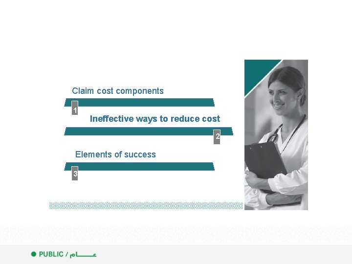 Claim cost components 1 1 Ineffective ways to reduce cost 2 2 Elements of