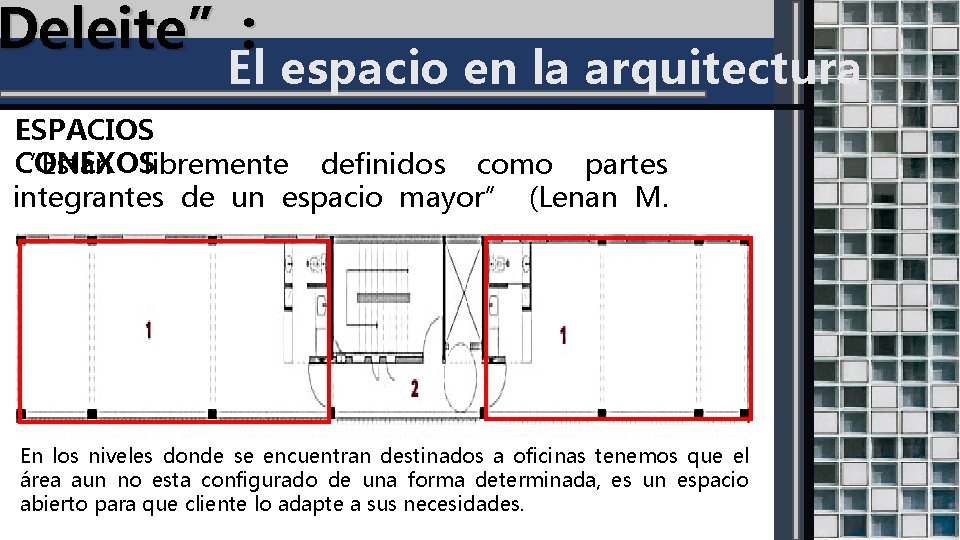 Deleite”: El espacio en la arquitectura ESPACIOS CONEXOSlibremente definidos como partes “Están integrantes de