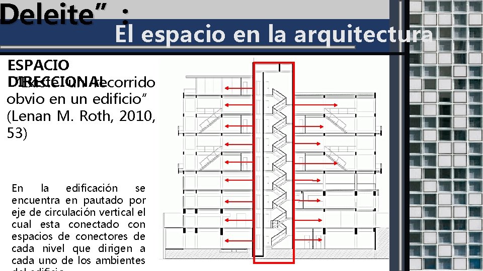 Deleite”: El espacio en la arquitectura ESPACIO DIRECCIONAL “Existe un recorrido obvio en un