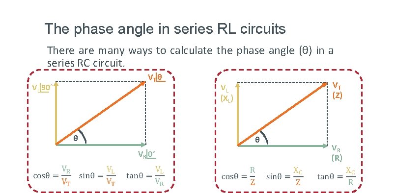 The phase angle in series RL circuits There are many ways to calculate the