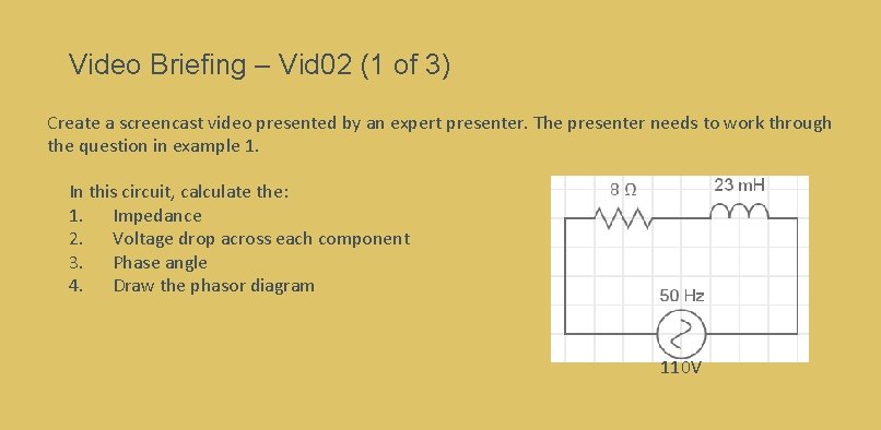 Video Briefing – Vid 02 (1 of 3) Create a screencast video presented by