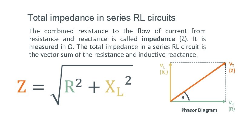 Total impedance in series RL circuits The combined resistance to the flow of current