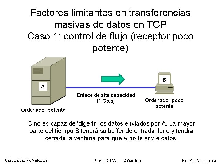 Factores limitantes en transferencias masivas de datos en TCP Caso 1: control de flujo