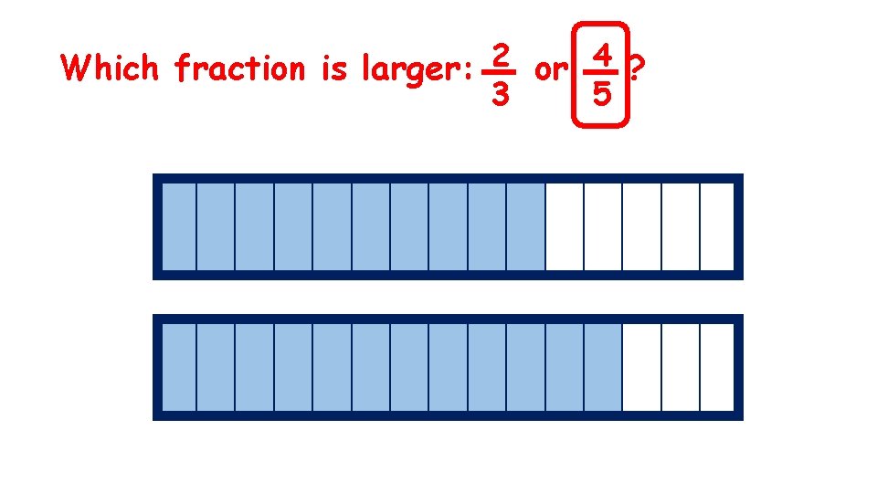 Which fraction is larger: 2 or 4 ? 3 5 