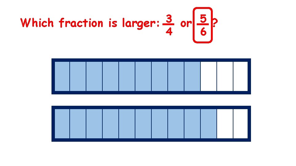 Which fraction is larger: 3 or 5 ? 4 6 