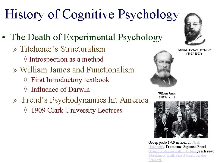 History of Cognitive Psychology • The Death of Experimental Psychology » Titchener’s Structuralism Edward