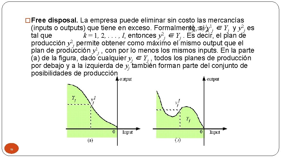 � Free disposal. La empresa puede eliminar sin costo las mercancías (inputs o outputs)