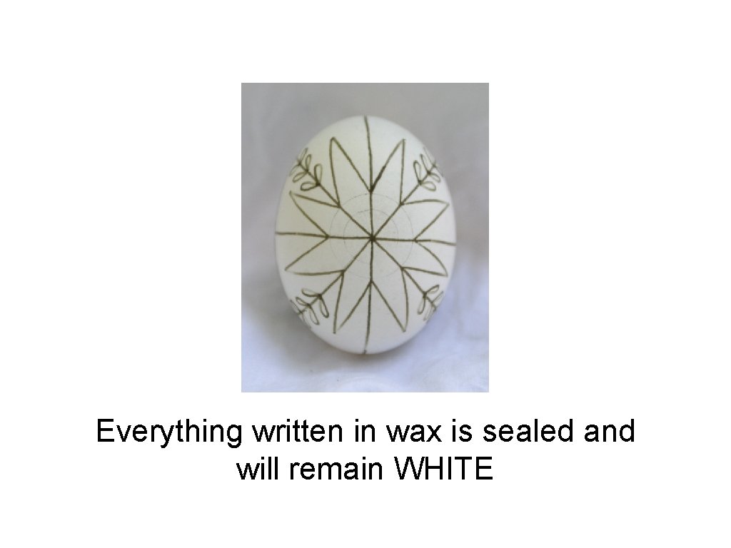 Everything written in wax is sealed and will remain WHITE 