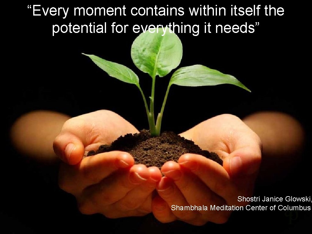 “Every moment contains within itself the potential for everything it needs” Shostri Janice Glowski,