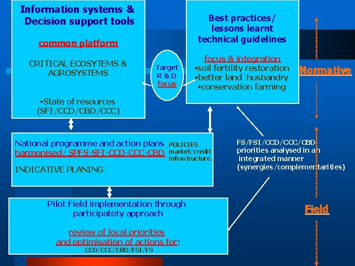 Information systems & Decision support tools Best practices/ lessons learnt technical guidelines common platform