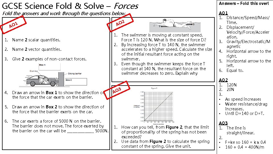 GCSE Science Fold & Solve – Forces Fold the answers and work through the