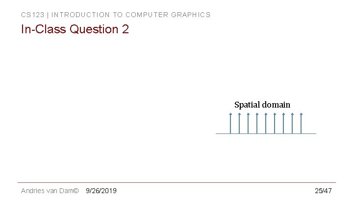 CS 123 | INTRODUCTION TO COMPUTER GRAPHICS In-Class Question 2 Spatial domain Andries van