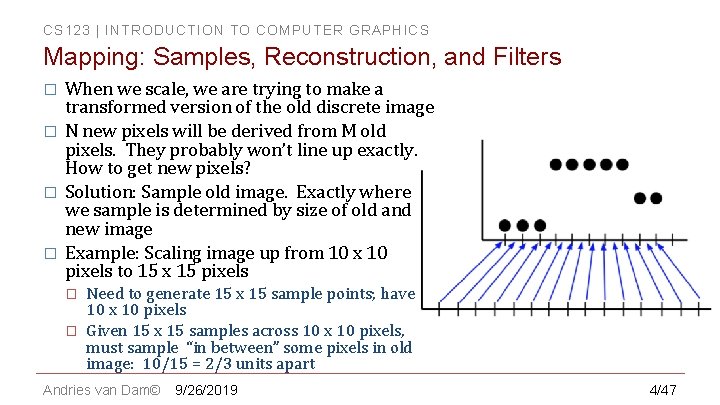 CS 123 | INTRODUCTION TO COMPUTER GRAPHICS Mapping: Samples, Reconstruction, and Filters � �