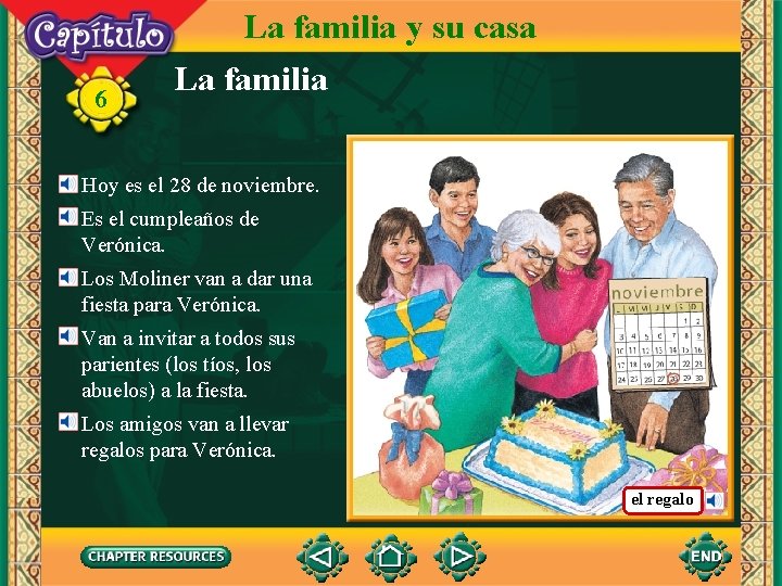 6 La familia y su casa La familia Hoy es el 28 de noviembre.