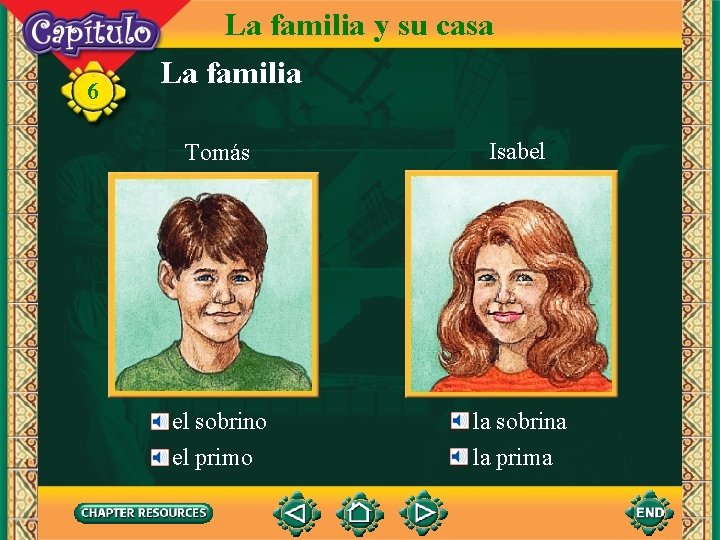 6 La familia y su casa La familia Tomás Isabel el sobrino el primo