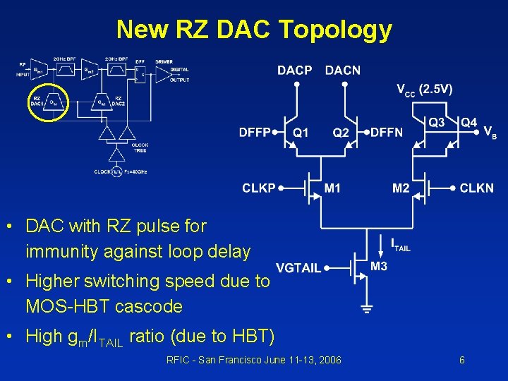 New RZ DAC Topology • DAC with RZ pulse for immunity against loop delay