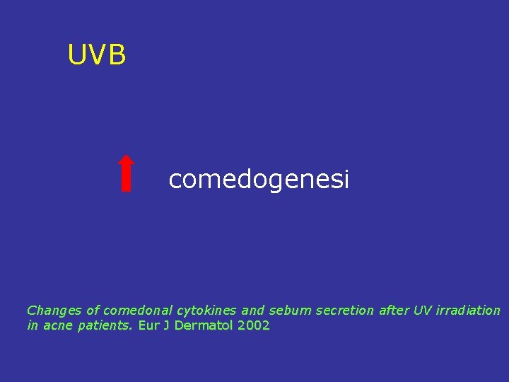 UVB comedogenesi Changes of comedonal cytokines and sebum secretion after UV irradiation in acne