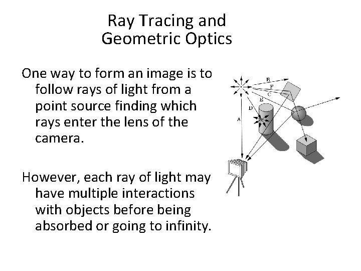 Ray Tracing and Geometric Optics One way to form an image is to follow