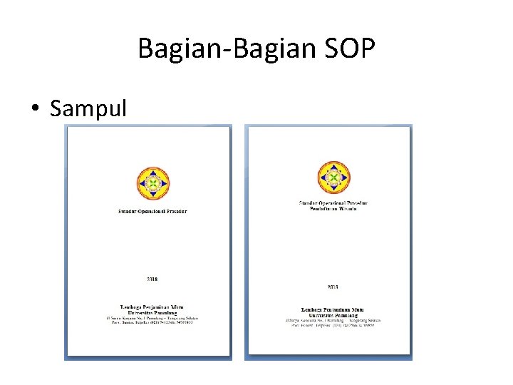 Bagian-Bagian SOP • Sampul 