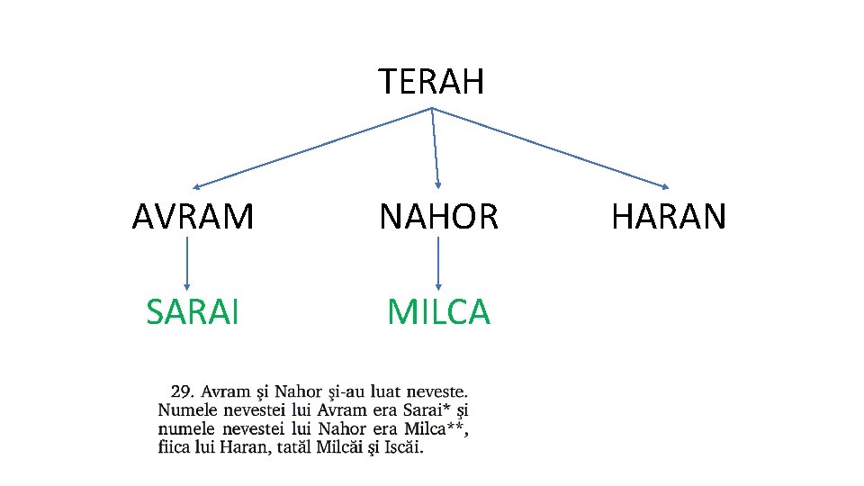 TERAH AVRAM NAHOR SARAI MILCA HARAN 