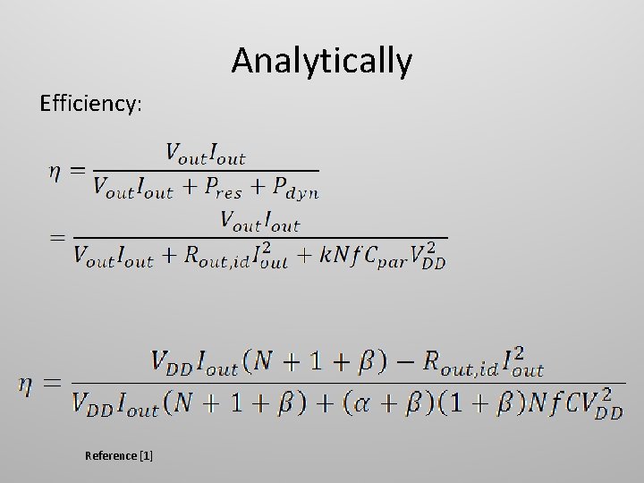 Analytically Efficiency: Reference [1] 
