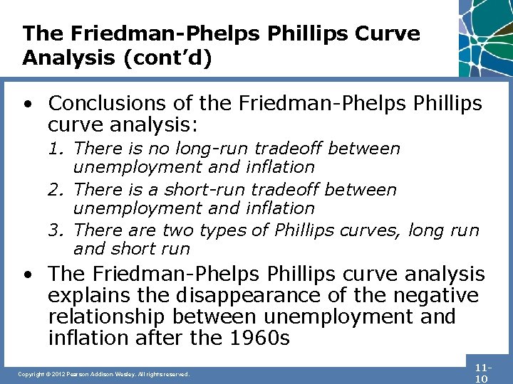 The Friedman-Phelps Phillips Curve Analysis (cont’d) • Conclusions of the Friedman-Phelps Phillips curve analysis: