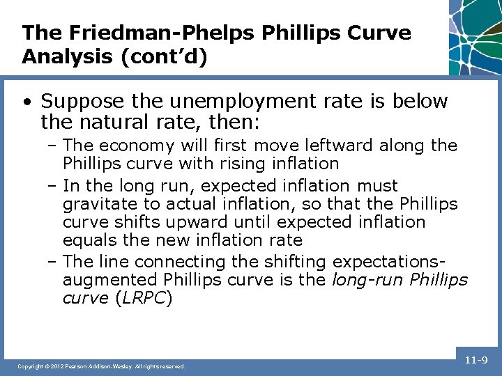 The Friedman-Phelps Phillips Curve Analysis (cont’d) • Suppose the unemployment rate is below the