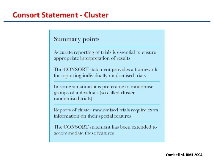 Consort Statement - Cluster Cambell al. BMJ 2004 