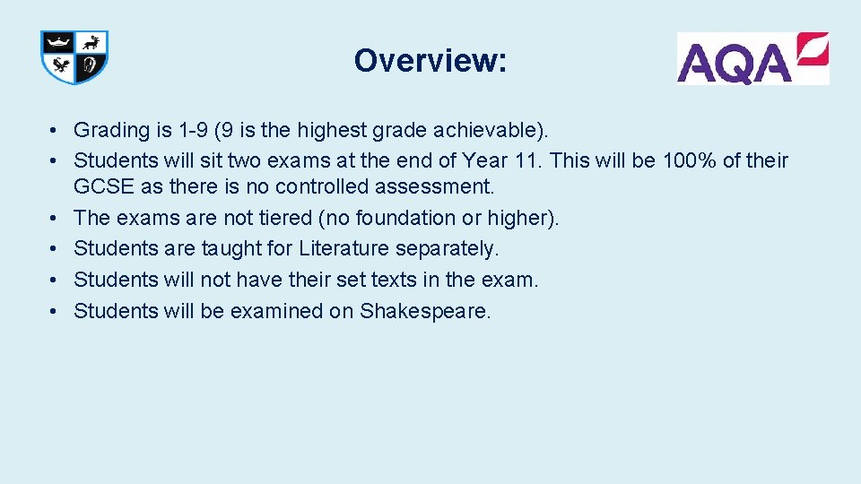 Overview: • Grading is 1 -9 (9 is the highest grade achievable). • Students Overview: • Grading is 1 -9 (9 is the highest grade achievable). • Students