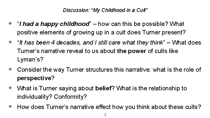Discussion: “My Childhood in a Cult” ◈ “I had a happy childhood” – how