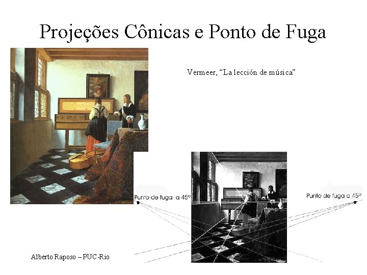 Projeções Cônicas e Ponto de Fuga Vermeer, “La lección de música” Alberto Raposo –