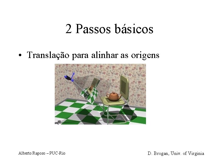 2 Passos básicos • Translação para alinhar as origens Alberto Raposo – PUC-Rio D.