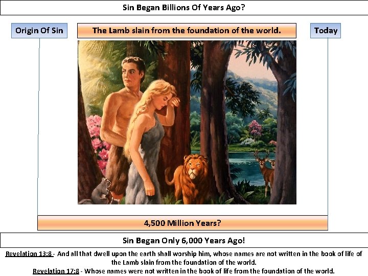 Sin Began Billions Of Years Ago? Origin Of Sin The Lamb slain from the