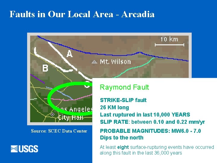 Faults in Our Local Area - Arcadia Raymond Fault STRIKE-SLIP fault 26 KM long