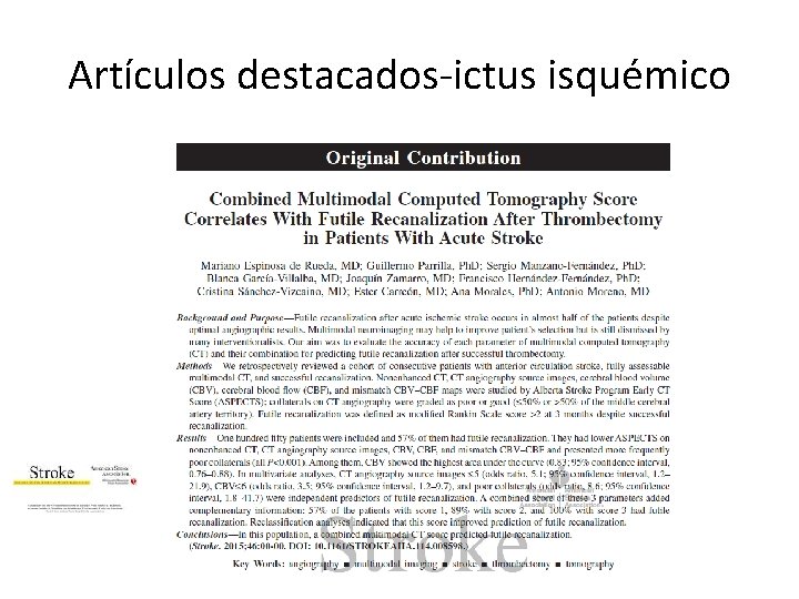 Artículos destacados-ictus isquémico 