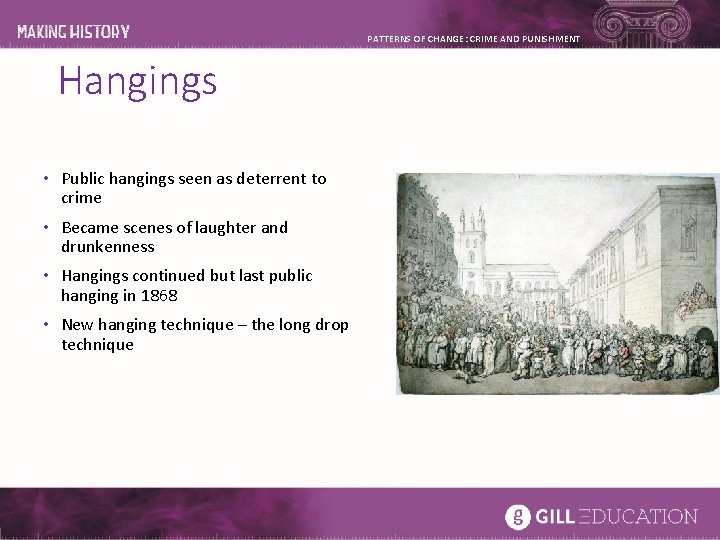 PATTERNS OF CHANGE: CRIME AND PUNISHMENT Hangings • Public hangings seen as deterrent to PATTERNS OF CHANGE: CRIME AND PUNISHMENT Hangings • Public hangings seen as deterrent to