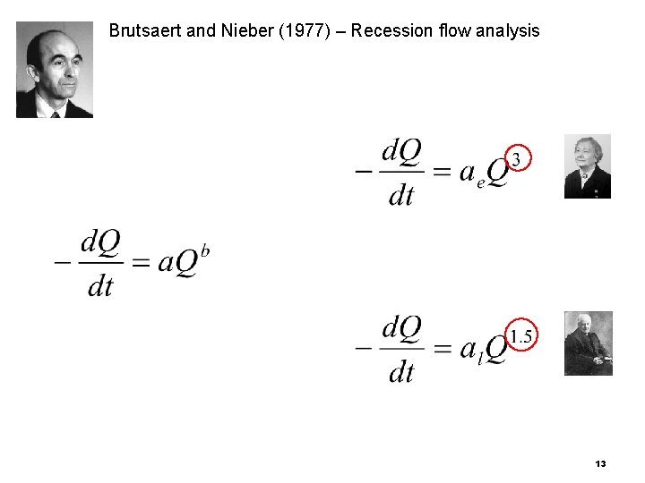 Brutsaert and Nieber (1977) – Recession flow analysis “Early time” “Late time” 13 J.