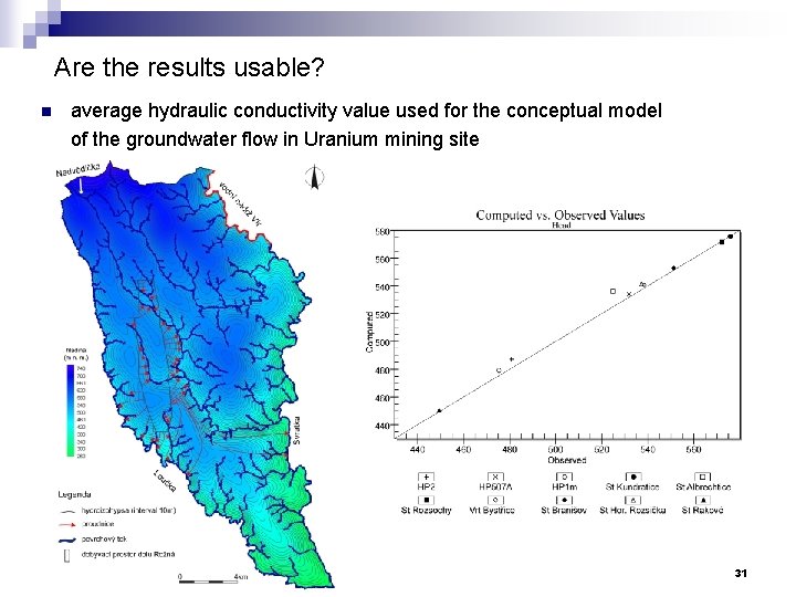 Are the results usable? n average hydraulic conductivity value used for the conceptual model